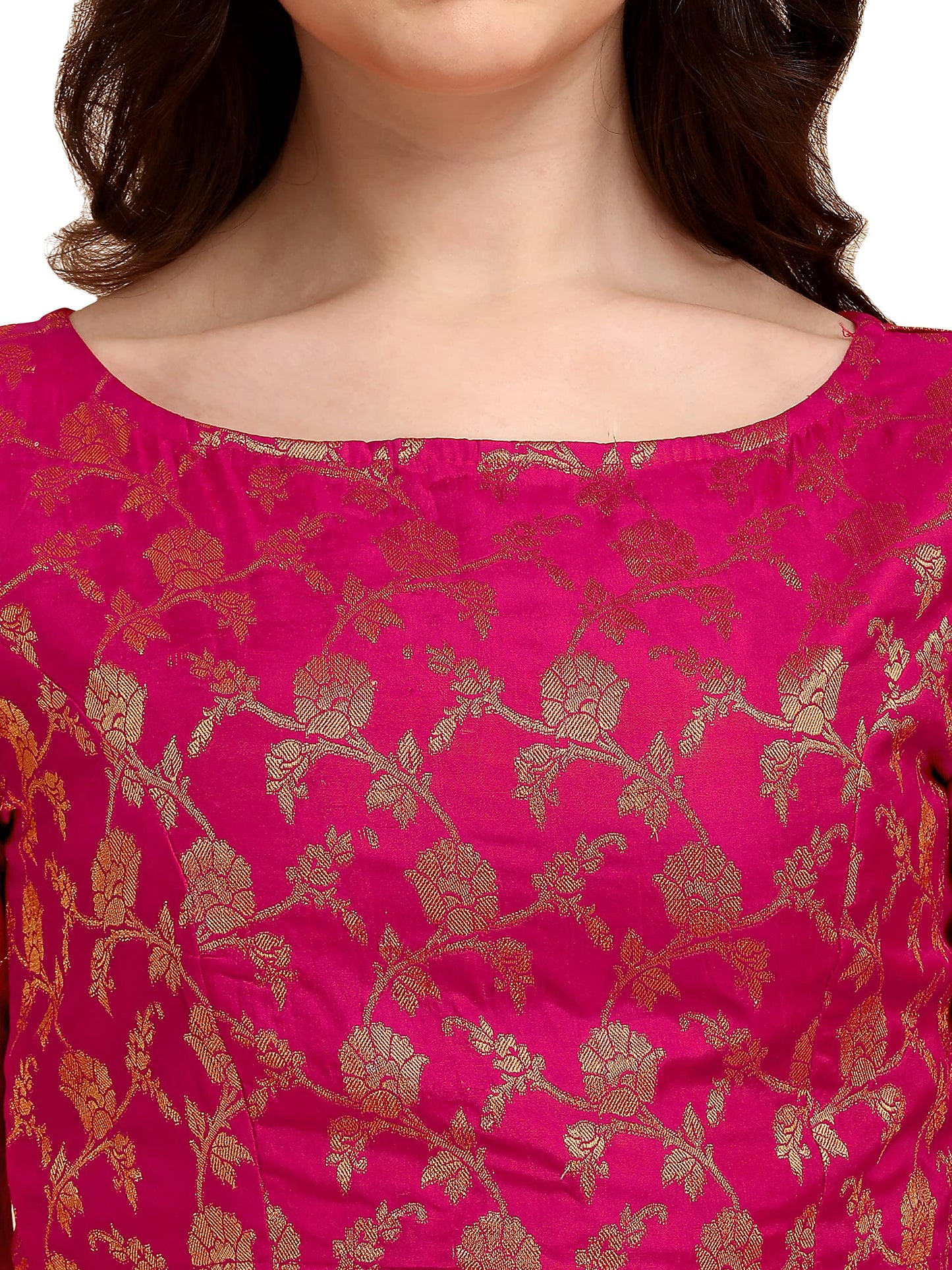 OOMPH! Jacquard Pink Readymade Blouse for Women - rbbl124xl