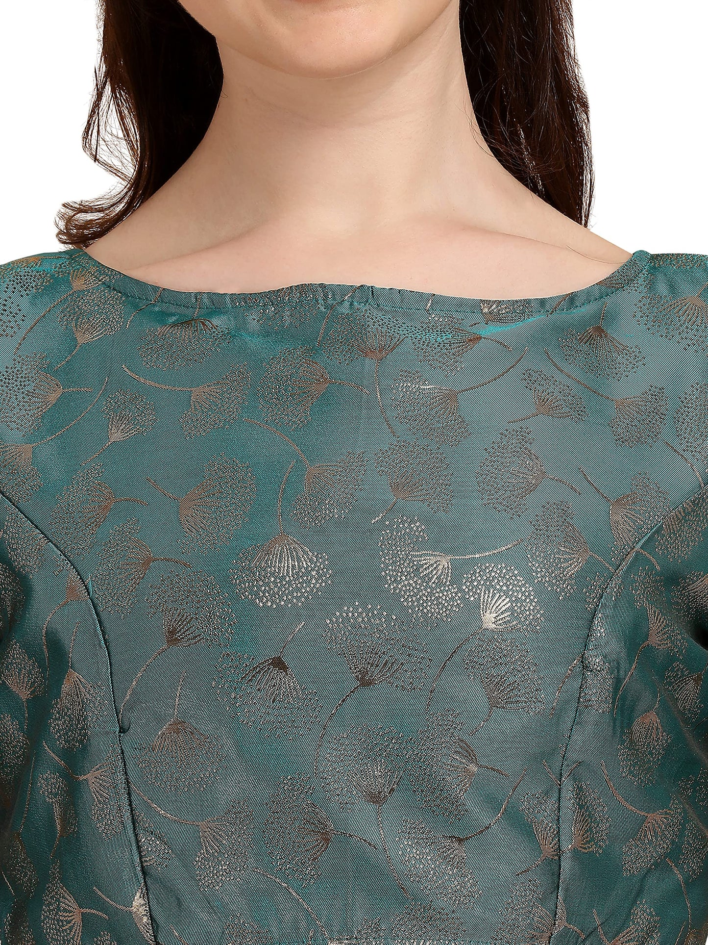 OOMPH! Jacquard Green Readymade Blouse for Women - rbbl115s