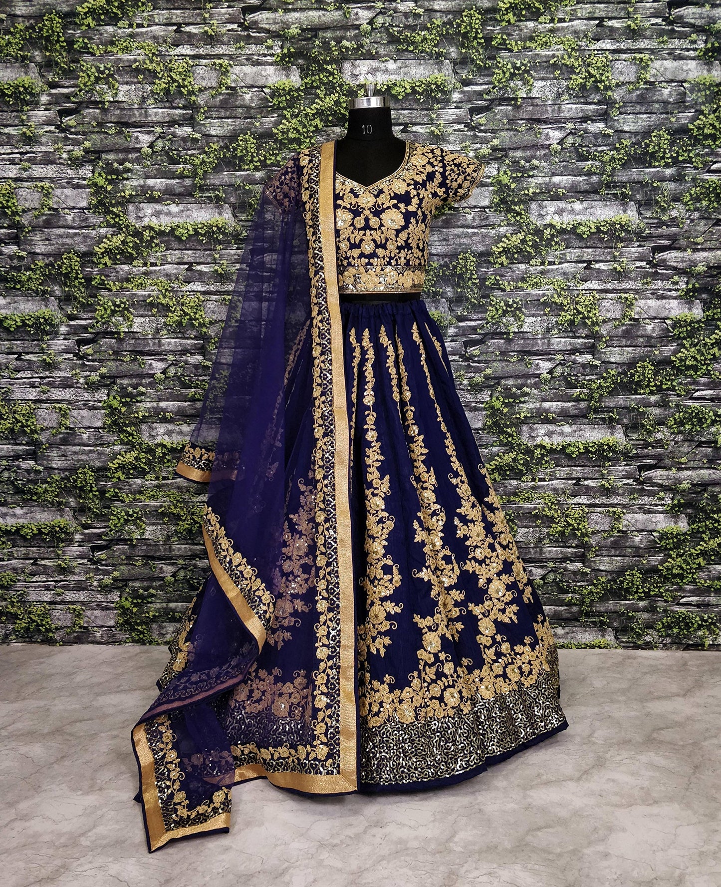 Zeel Clothing Women's Raw Silk Semi-Stitched New Wedding Lehenga Choli Set (ZC7008_Wedding Blue_Free Size)