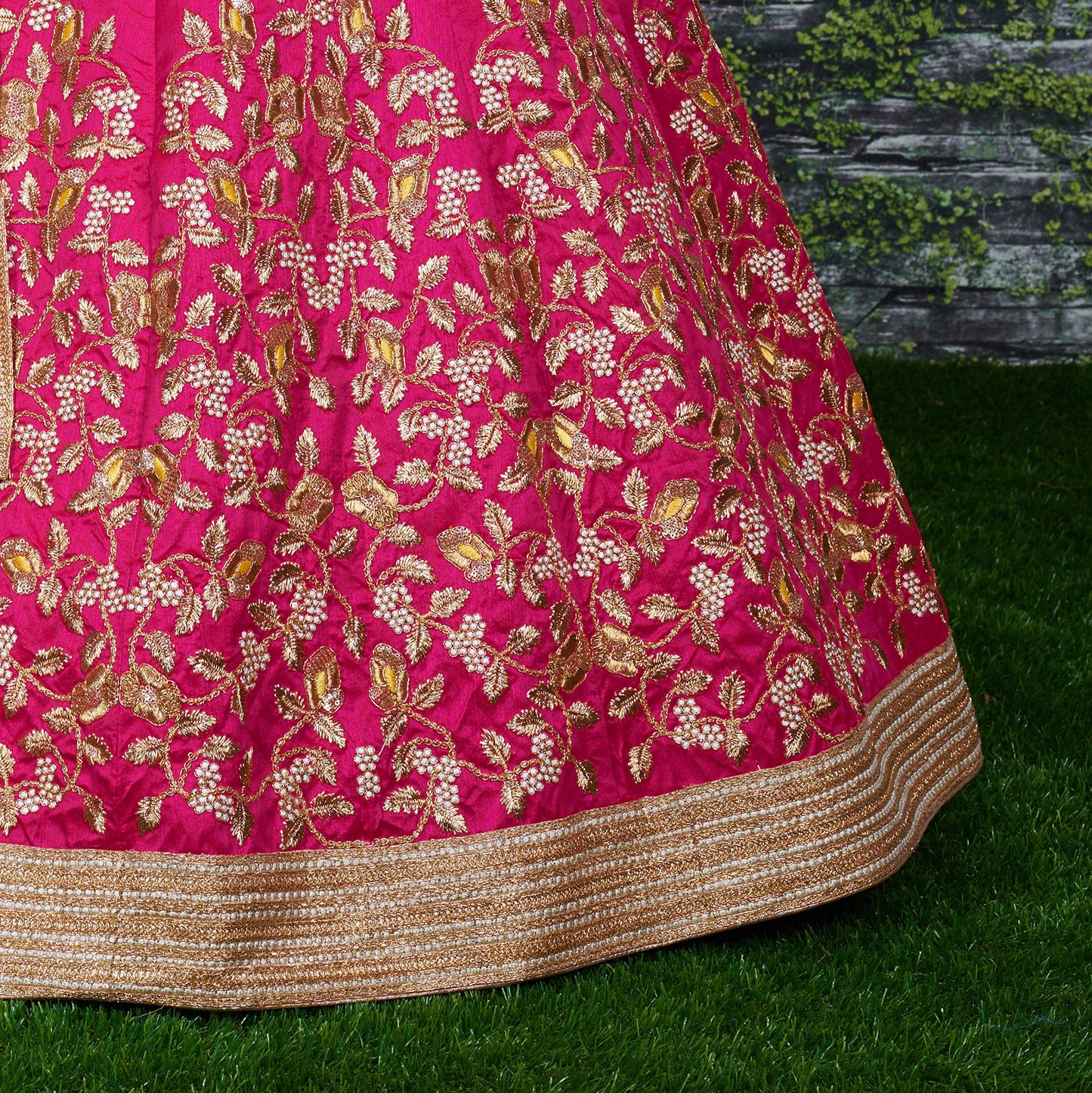 Zeel Clothing Women's Silk Semi stitched Lehenga Choli (7045-Yellow & Pink_Pink & Yellow_Free Size)