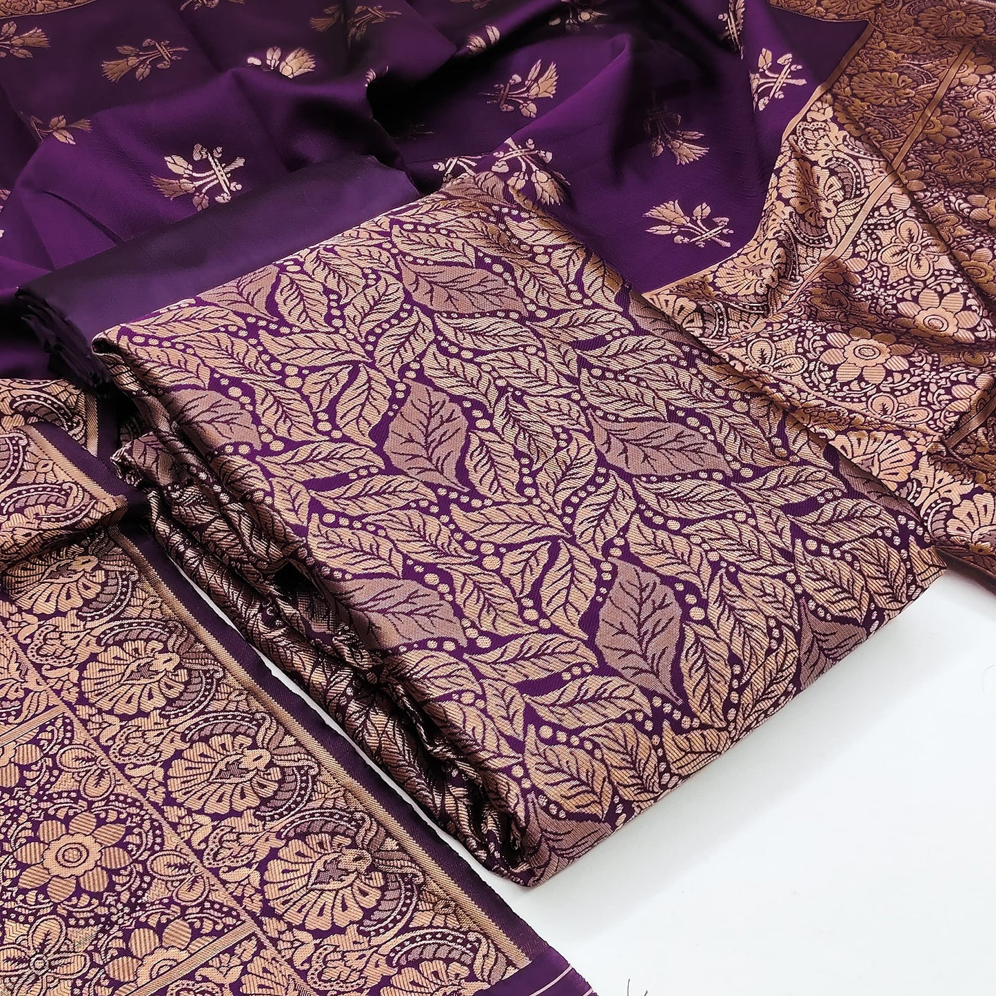 SHANTVAN GALLERY Women Banarsi Silk Unstiched Suit Piece Dress Material for Women Unstiched Suit Salwar with Dupatta (suit -2M.Salwar-2M and dupatta-2.25M) (Wine)