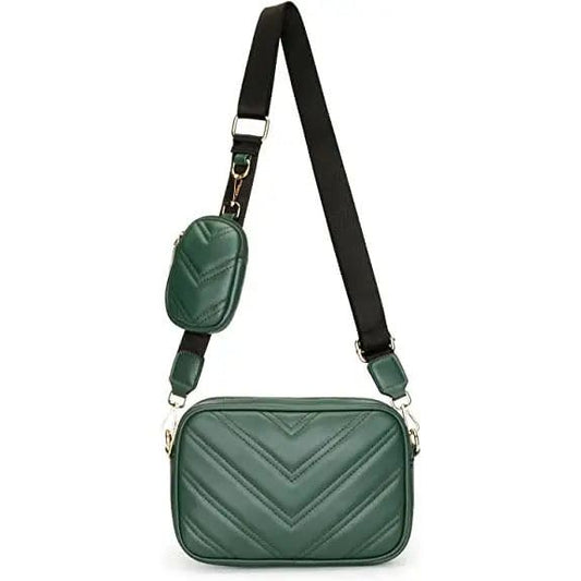 ADISA Women's Girls Cross Body Sling Bag with Pouch (Dark Green) 