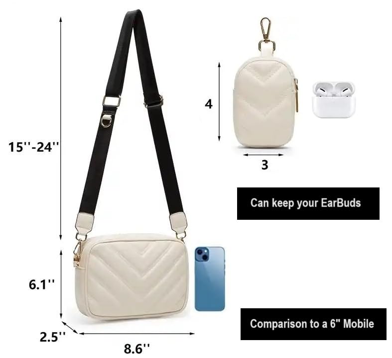 ADISA Women's Girls Cross Body Sling Bag with Pouch (SL5127_Off White) 