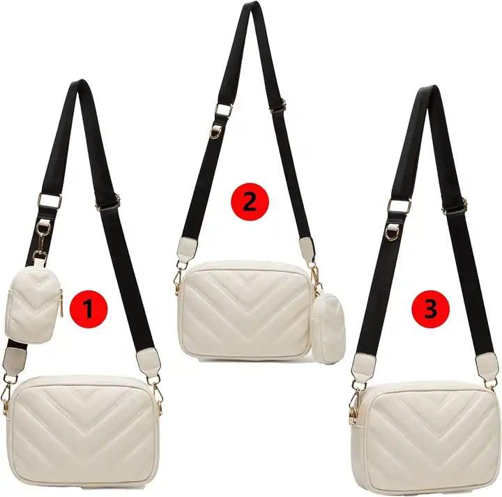 ADISA Women's Girls Cross Body Sling Bag with Pouch (SL5127_Off White) 