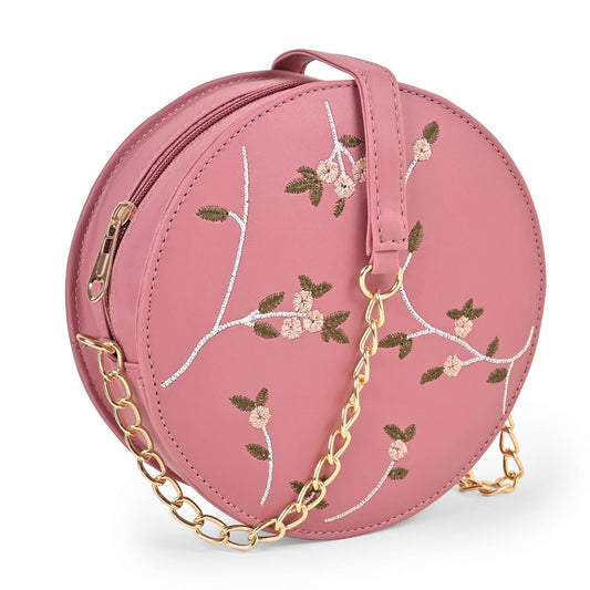 ADISA women girls embroided sling bag (D. Pink) 