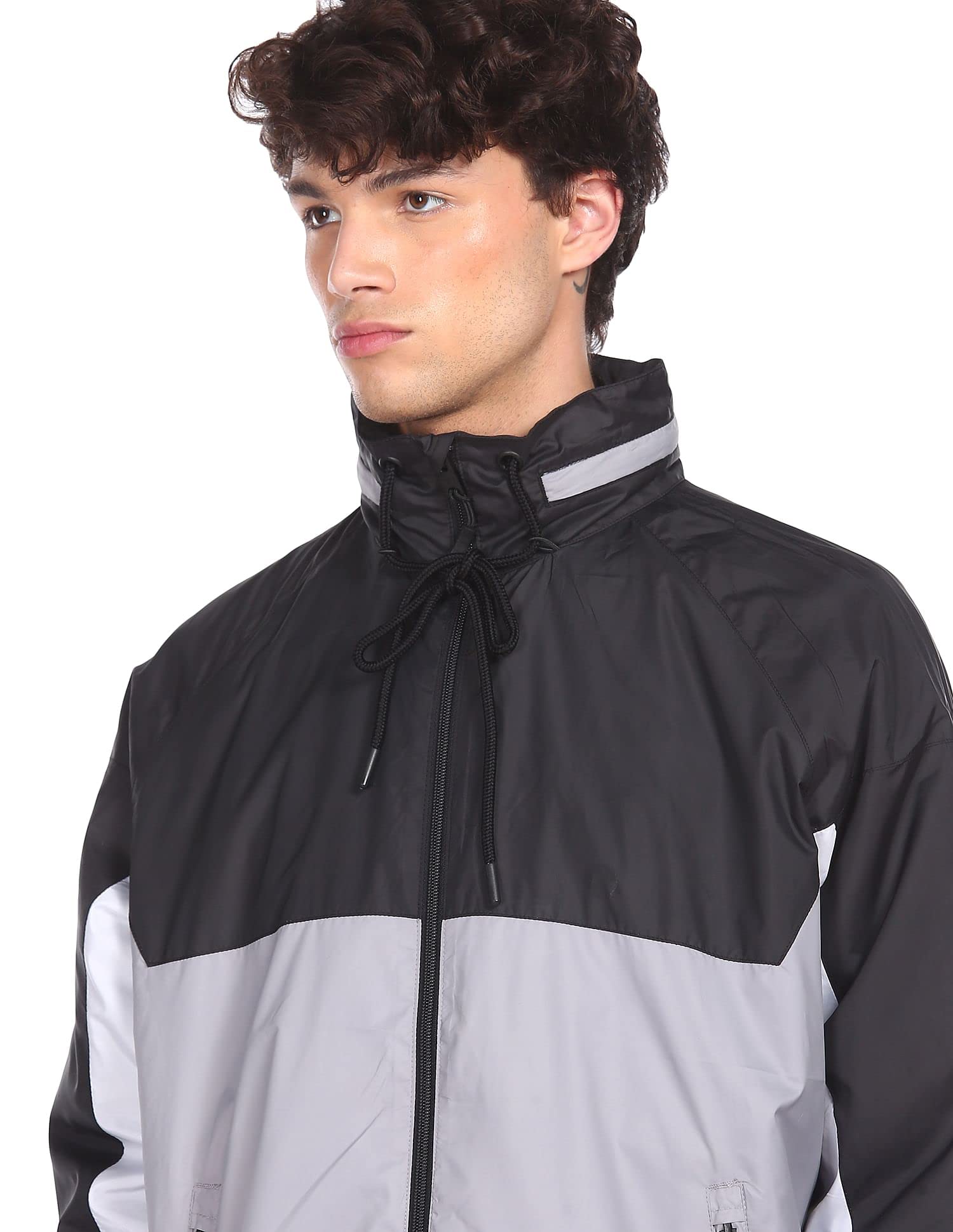 AEROPOSTALE Men's Wrap Coat (Black and Grey) 