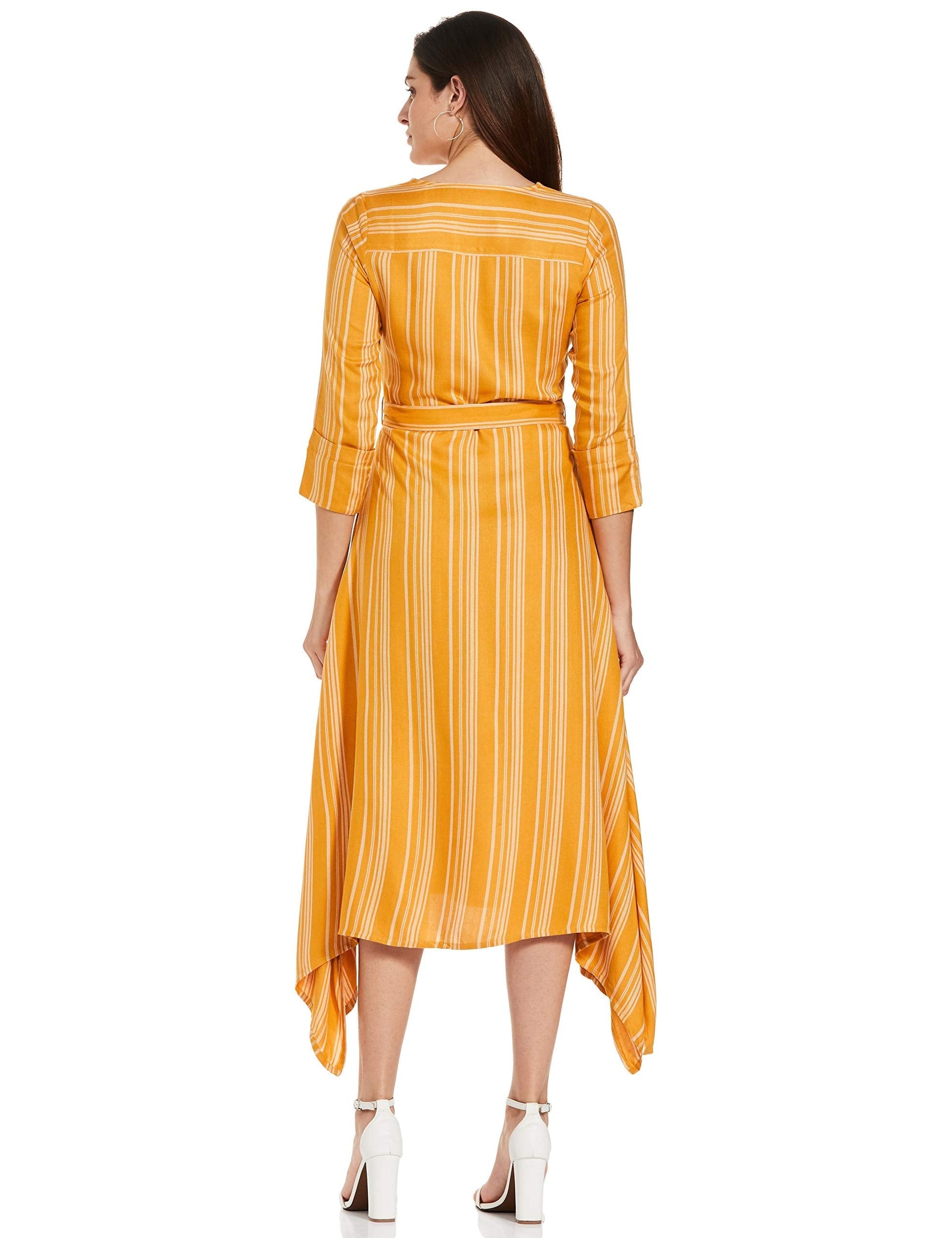 AND Rayon a-line Dress (Yellow) 