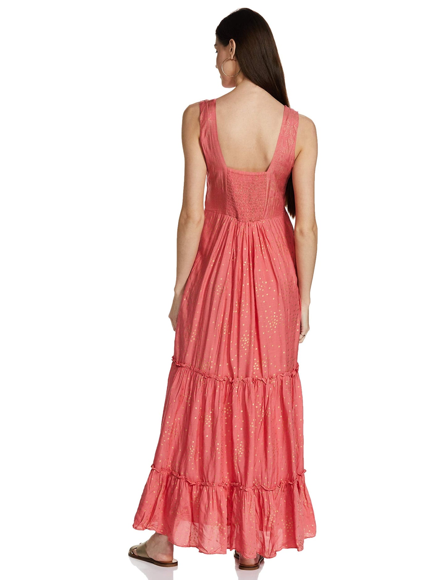 AND Women's Rayon A-Line Maxi Dress (L.Pink) 