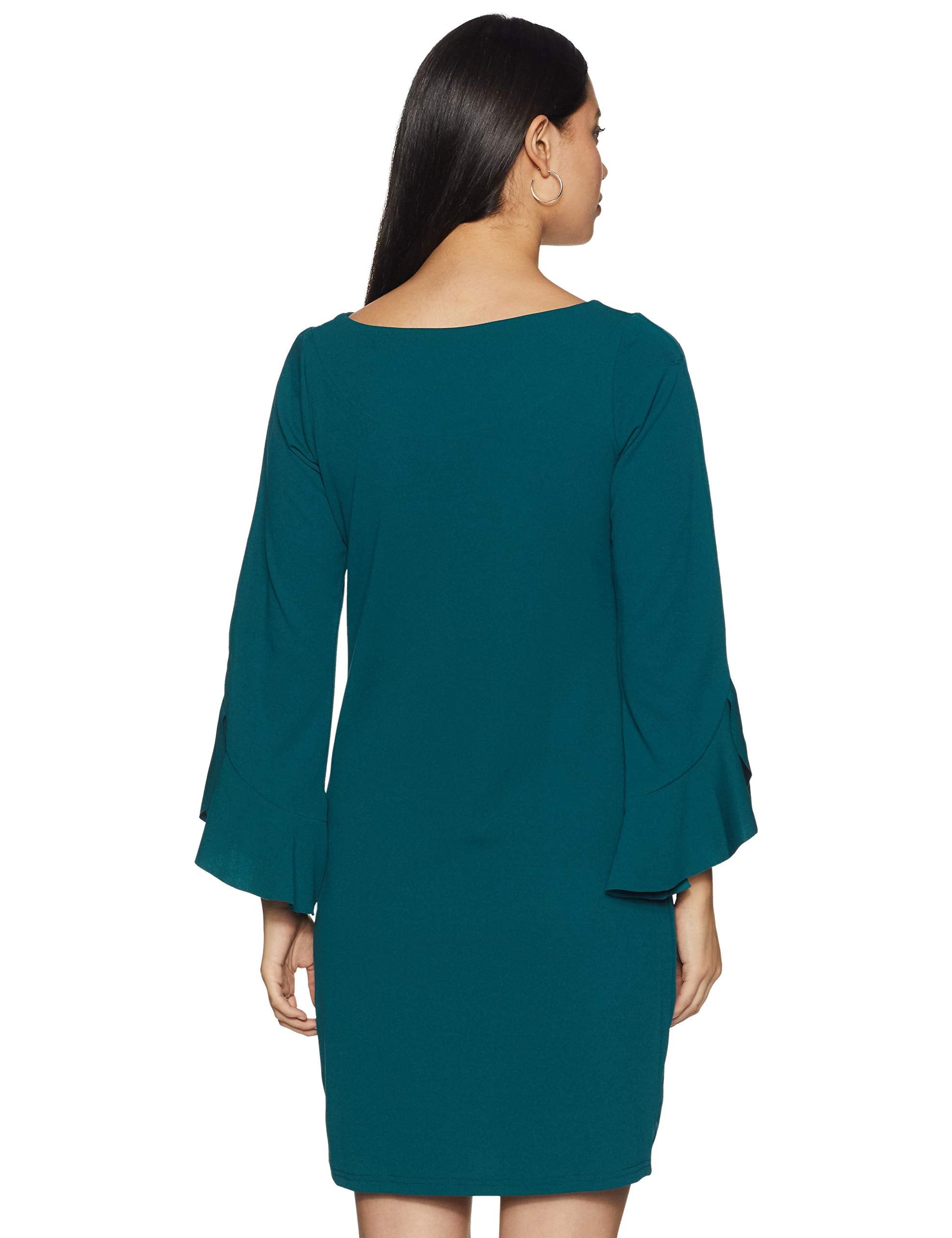 AND Women's Synthetic A-Line Knee Length Dress (Teal) 