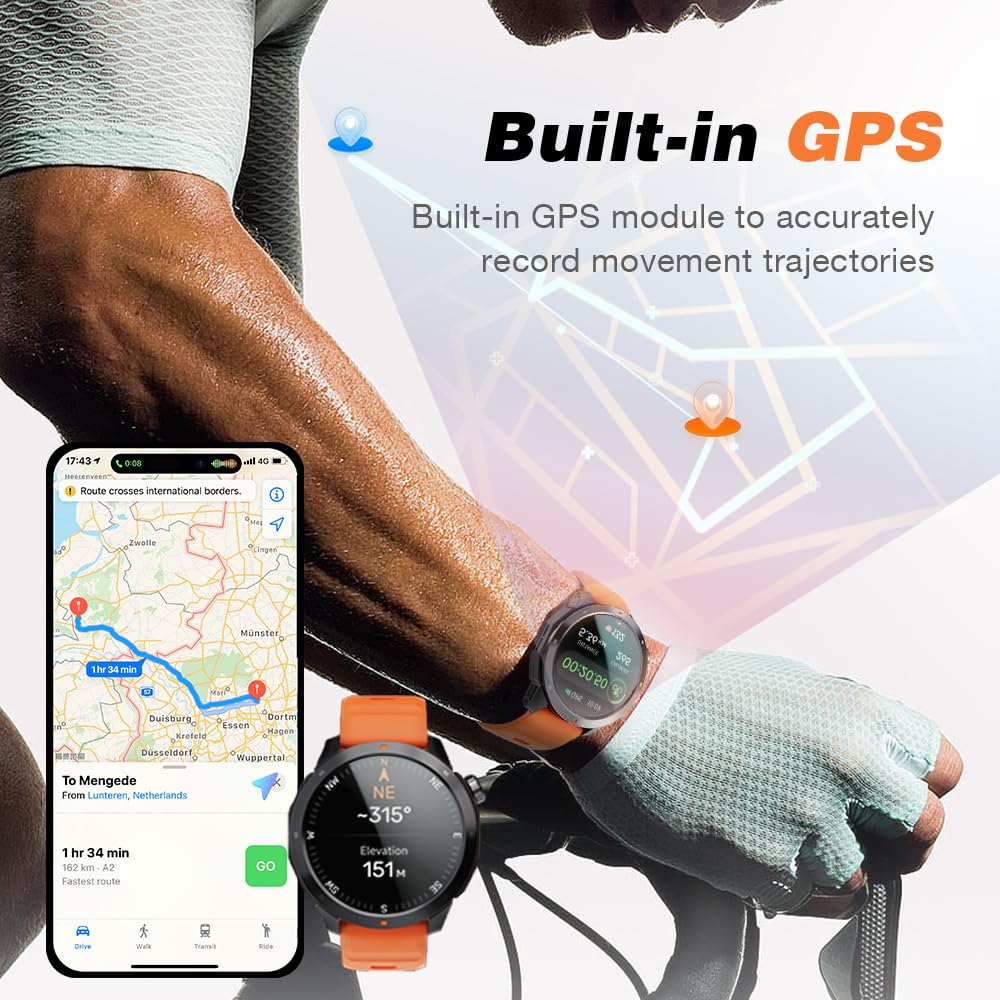 AOLON GPS Smart Watch for Men Women, Standalone GPS,Activity Tracker, 15-Day Battery Life, Heart Rate/Blood Oxygen/Sleep Monitor,3 ATM Water-Resistant Fitness Watch, Rugged Outdoor GPS Watch SaumyasStore