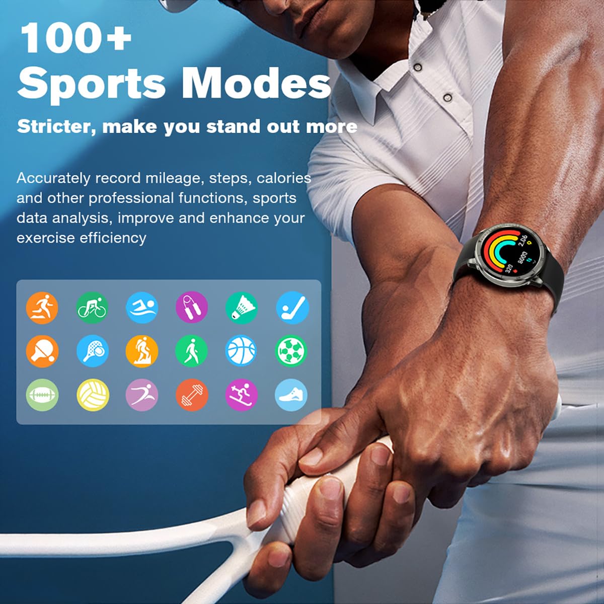 AOLON GTR Ultra Smart Watch (Answer/Make Calls), IPS Smart Watches for Men Women 100+ Sport Modes Fitness Watch with Blood Oxygen/Sleep/Heart