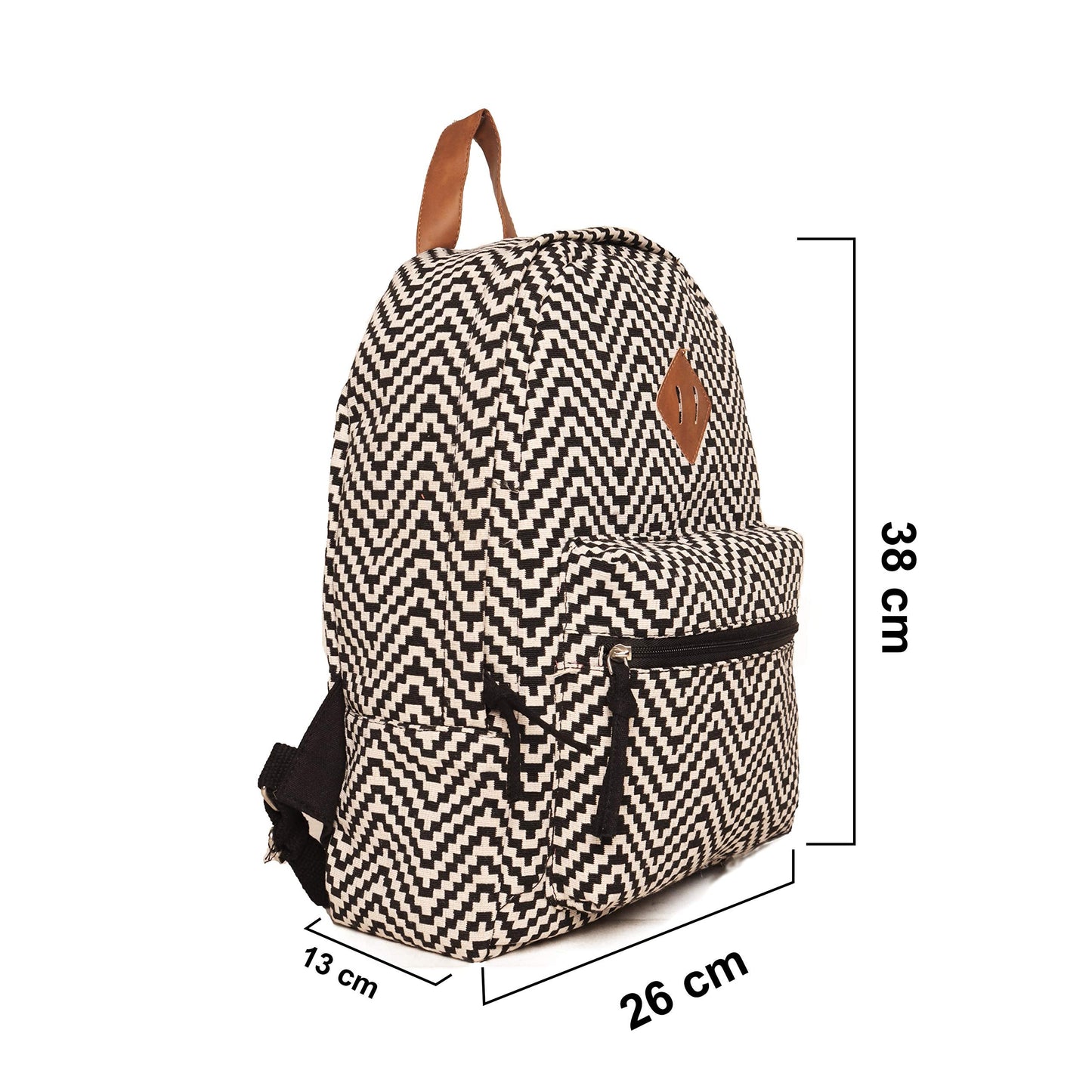 ASTRID Black And White Cotton Backpack for Women (Medium Size) Bags 