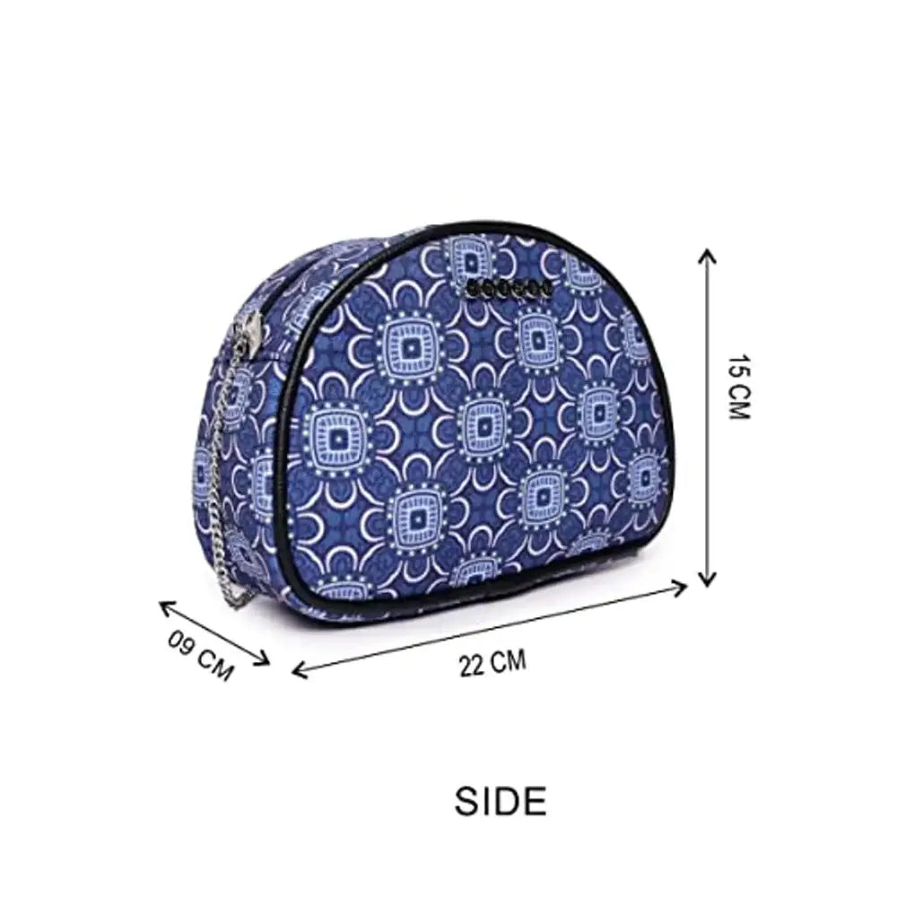 ASTRID D Shape Textured Sling Bag For Girls (blue) 