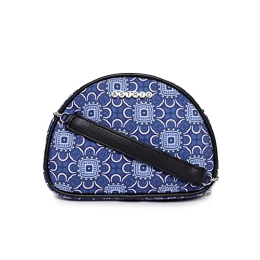 ASTRID D Shape Textured Sling Bag For Girls (blue) 