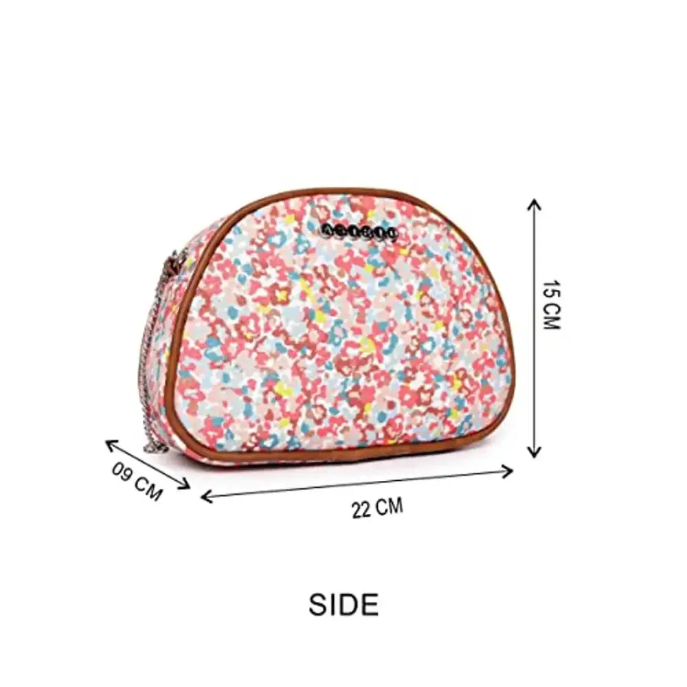 ASTRID D Shape Textured Sling Bag For Girls (peach) 