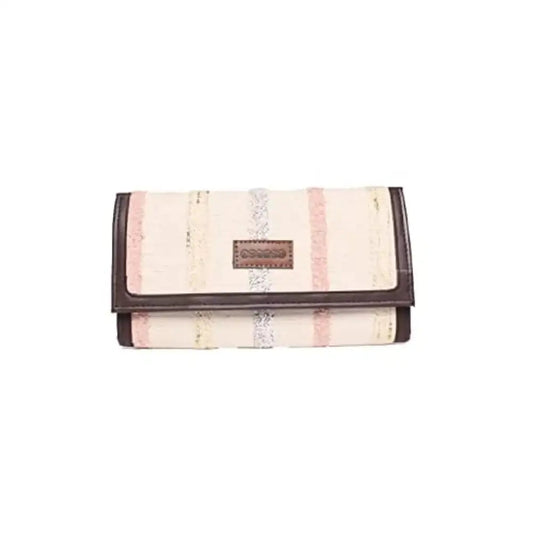 ASTRID Flapover Multicompartment Wallet for Girls and Women (Beige) 