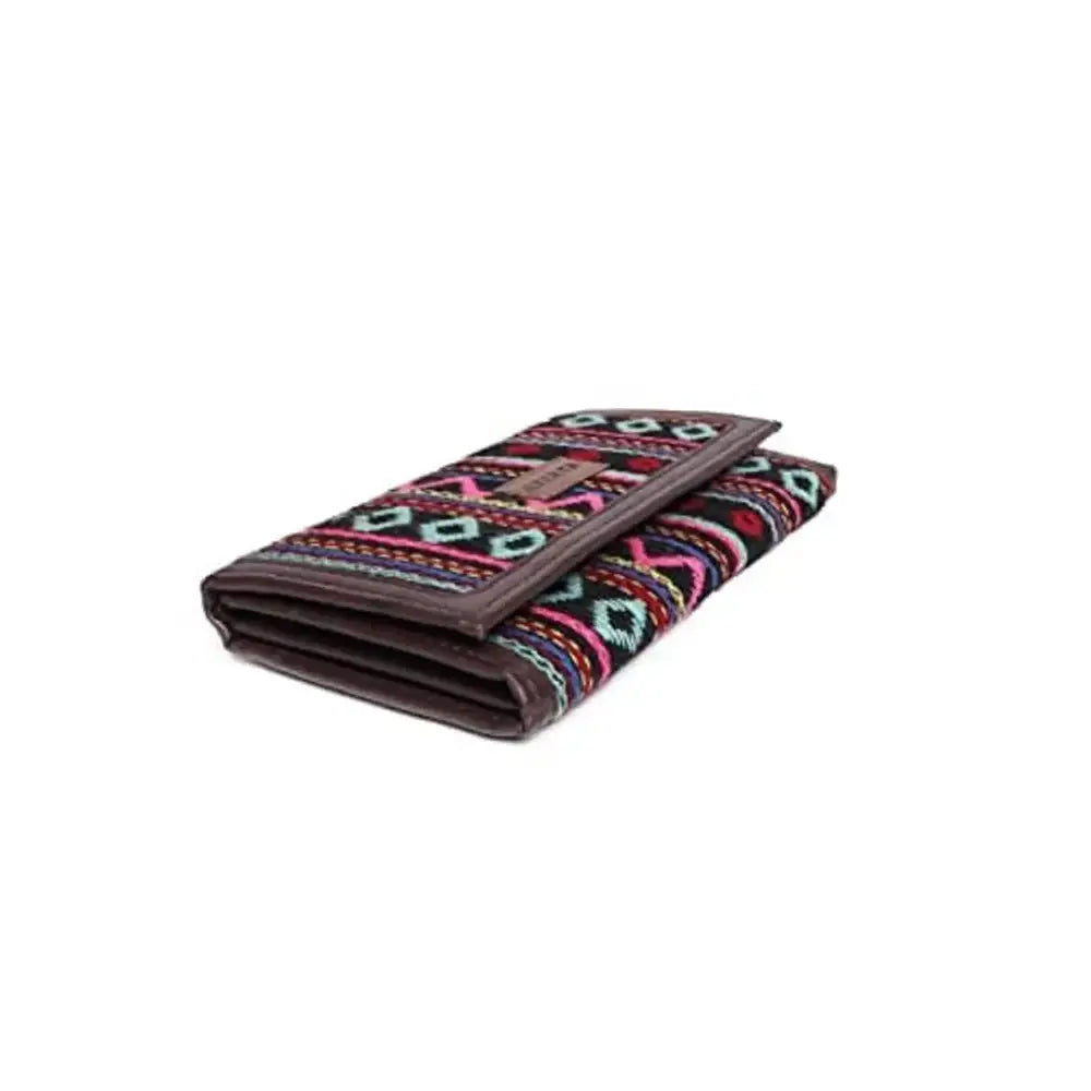 ASTRID Flapover Multicompartment Wallet for Girls and Women (Black) 