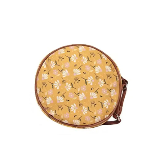 ASTRID Yellow Printed Round Sling Bag For Women And Girls 