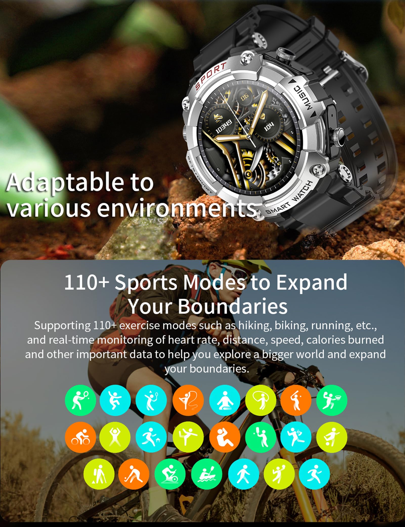 ATEVIX Smart Watch with Earbuds, 1.52" HD Screen Smartwatch for Men, Rugged Military Bluetooth Call Fitness Tracker,3 in 1 Bluetooth Watch with Local Music,Sleep Monitor,Heart Rate SaumyasStore
