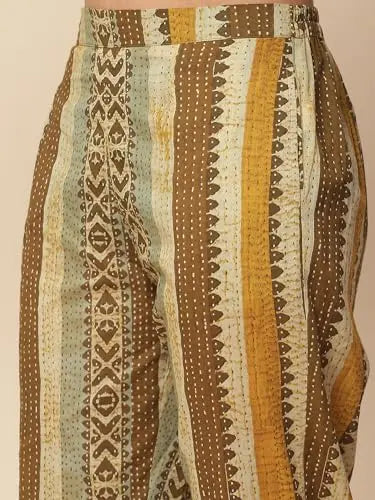 Aarke Ritu Kumar Olive Printed Kurta With Pant SaumyasStore