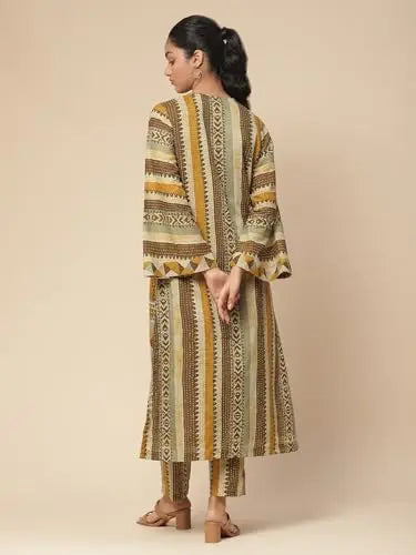 Aarke Ritu Kumar Olive Printed Kurta With Pant SaumyasStore