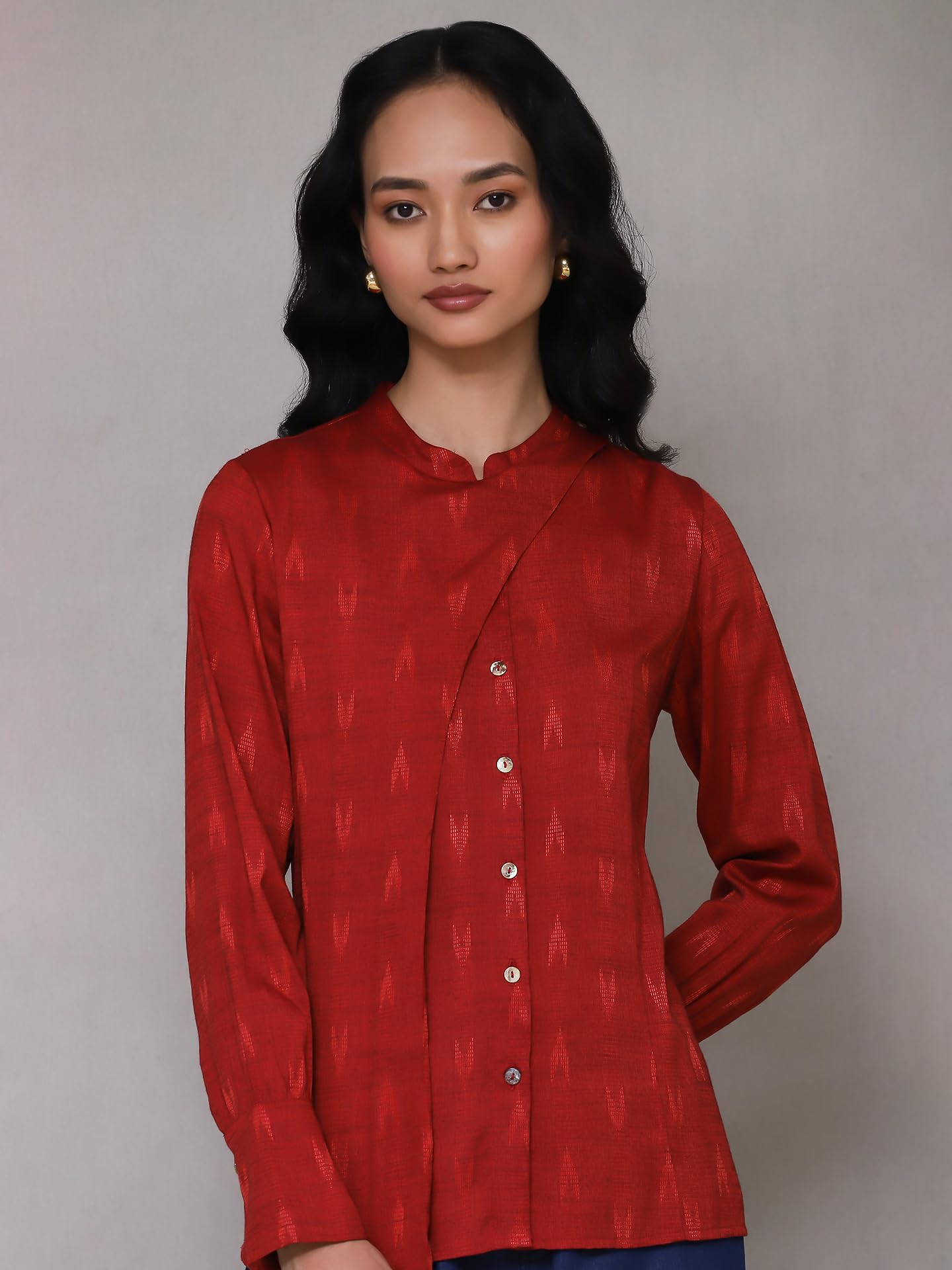 Aarke Ritu Kumar Red Yarn Dyed Shirt 