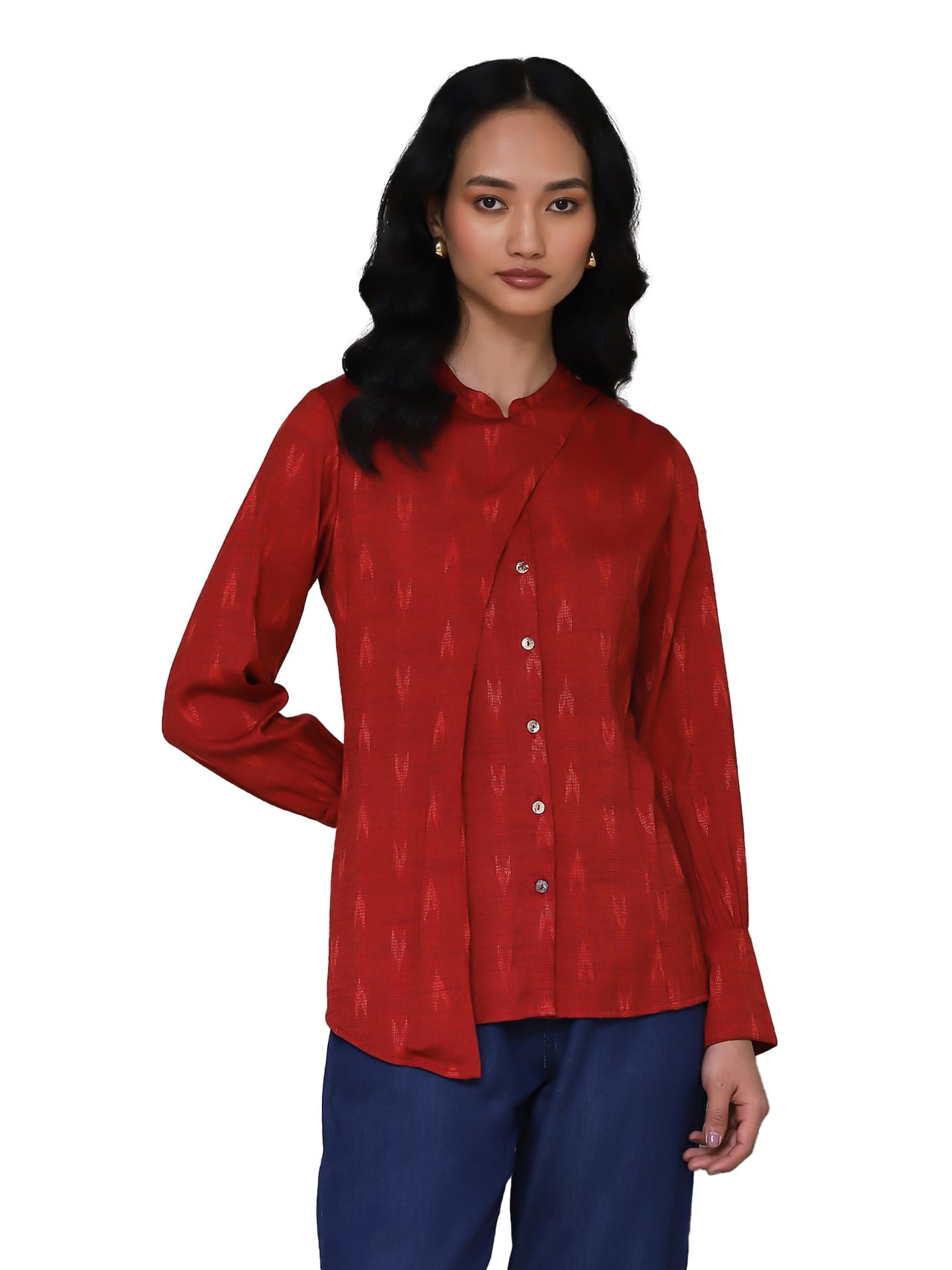 Aarke Ritu Kumar Red Yarn Dyed Shirt 