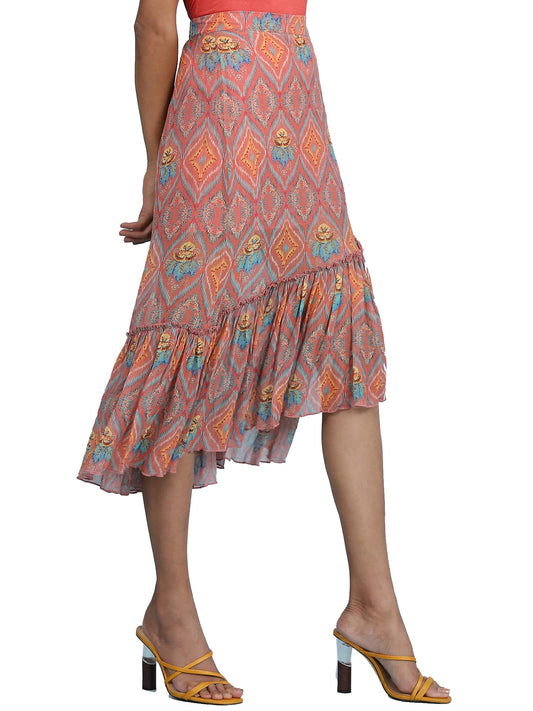 Aarke Ritu Kumar Rust Printed Skirt 