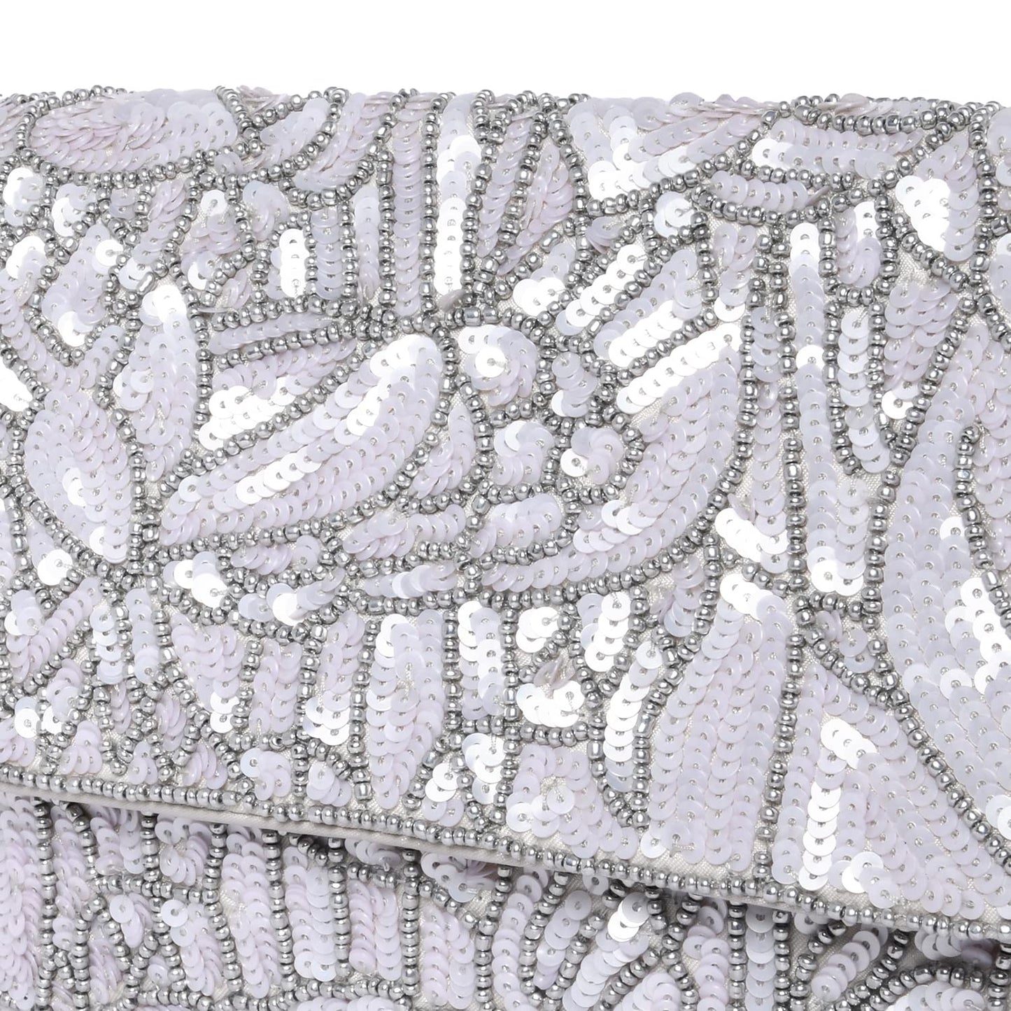 Accessorize London Women's Faux Leather Silver Sequin Floral Clutch 