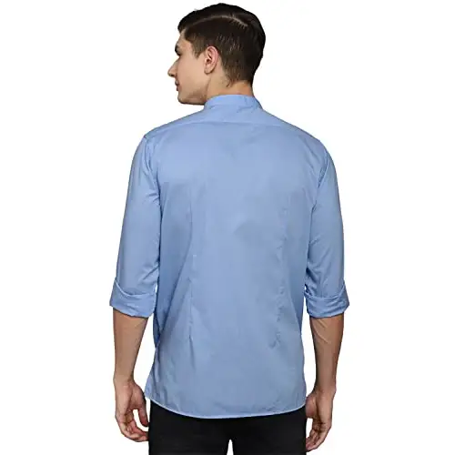 Allen Solly Men's Cotton Blend Solid Regular Shirt (Light Blue) 