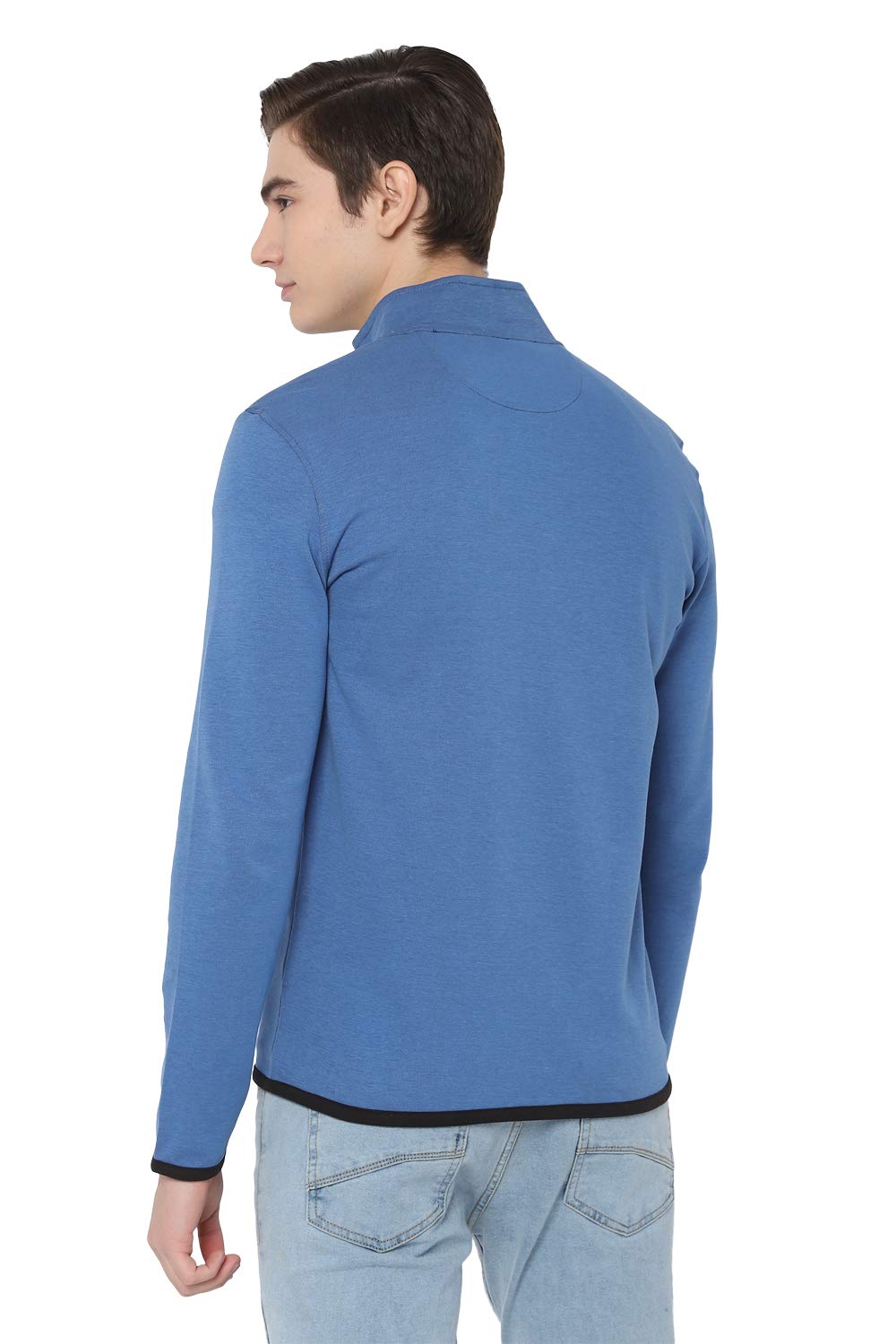 Allen Solly Men's Cotton Collared Neck Sweatshirt (ASSTWRGH521546_Blue_L) 