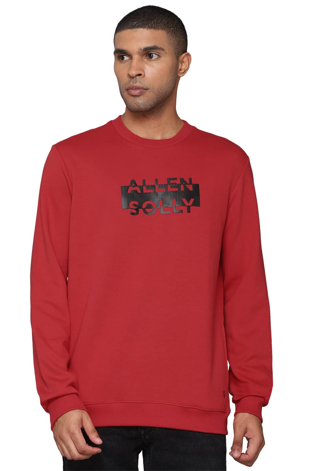 Allen Solly Men's Cotton Crew Neck Sweatshirt (ASSTCRGFD20772_Red_L) 