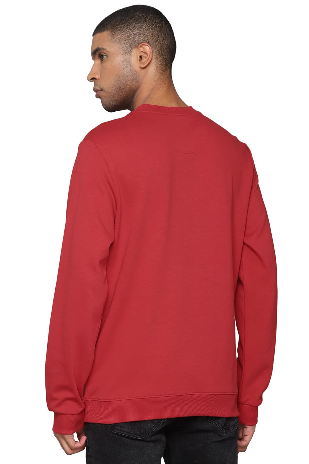 Allen Solly Men's Cotton Crew Neck Sweatshirt (ASSTCRGFD20772_Red_L) 