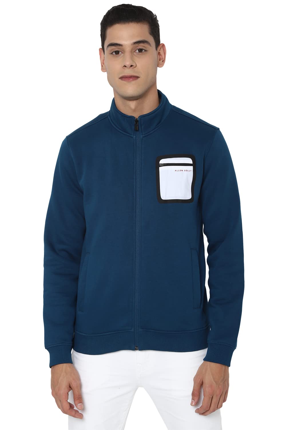 Allen Solly Men's Cotton High Neck Sweatshirt (ASSTFORGF241849_Blue_XL) 