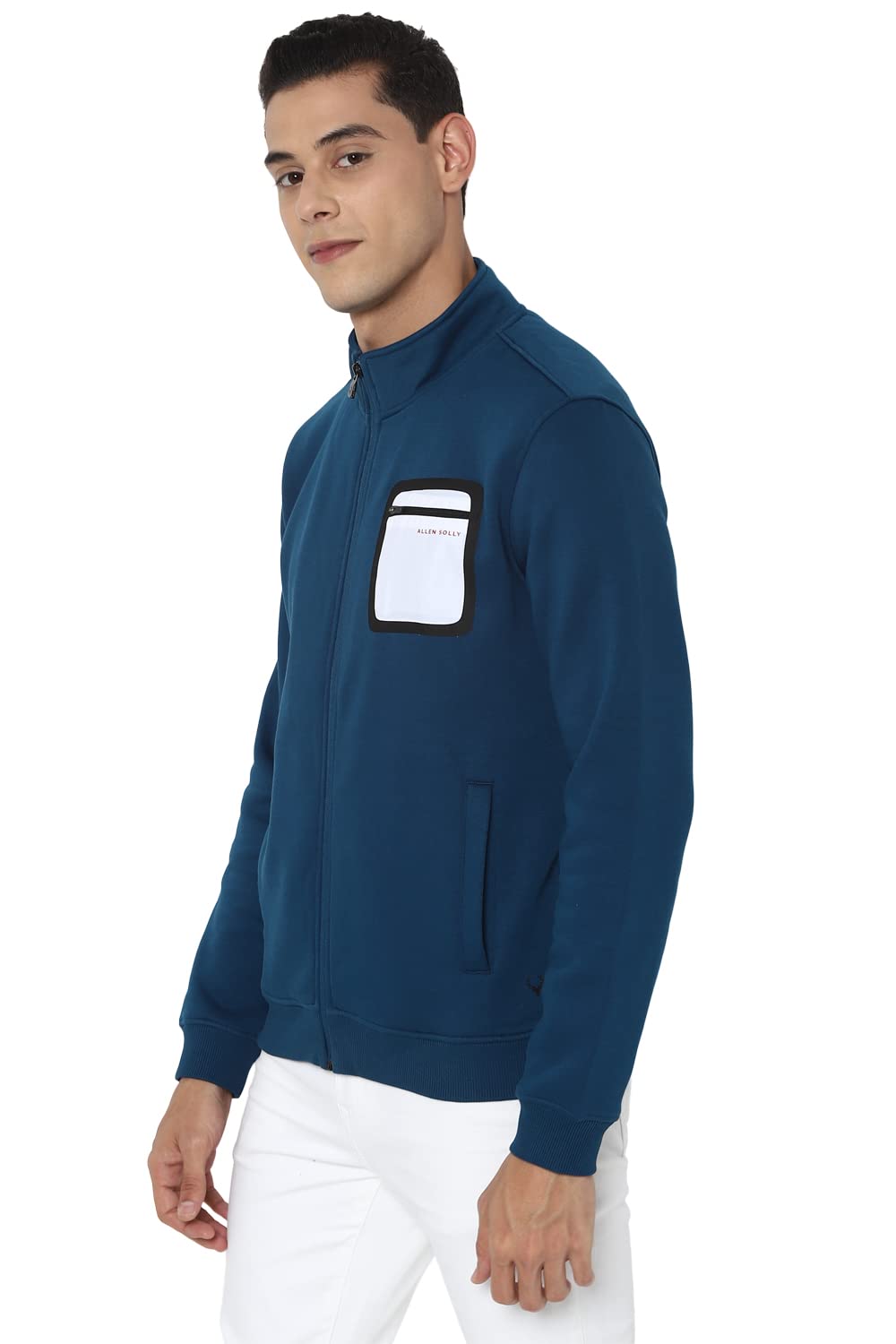 Allen Solly Men's Cotton High Neck Sweatshirt (ASSTFORGF241849_Blue_XL) 