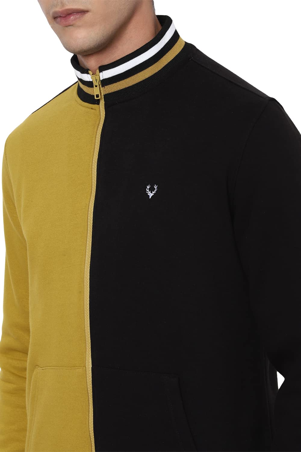 Allen Solly Men's Cotton High Neck Sweatshirt (ASSTFORGF619836_Black_L) 
