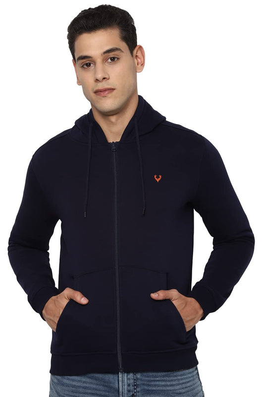 Allen Solly Men's Cotton Hooded Neck Sweatshirt (ASSTORGPX52409L_Navy 19-3810 TCX_Navy_L) 