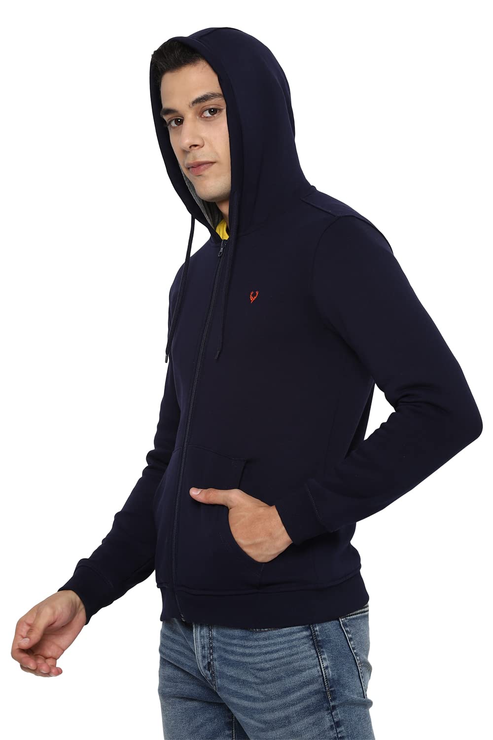 Allen Solly Men's Cotton Hooded Neck Sweatshirt (ASSTORGPX52409L_Navy 19-3810 TCX_Navy_L) 