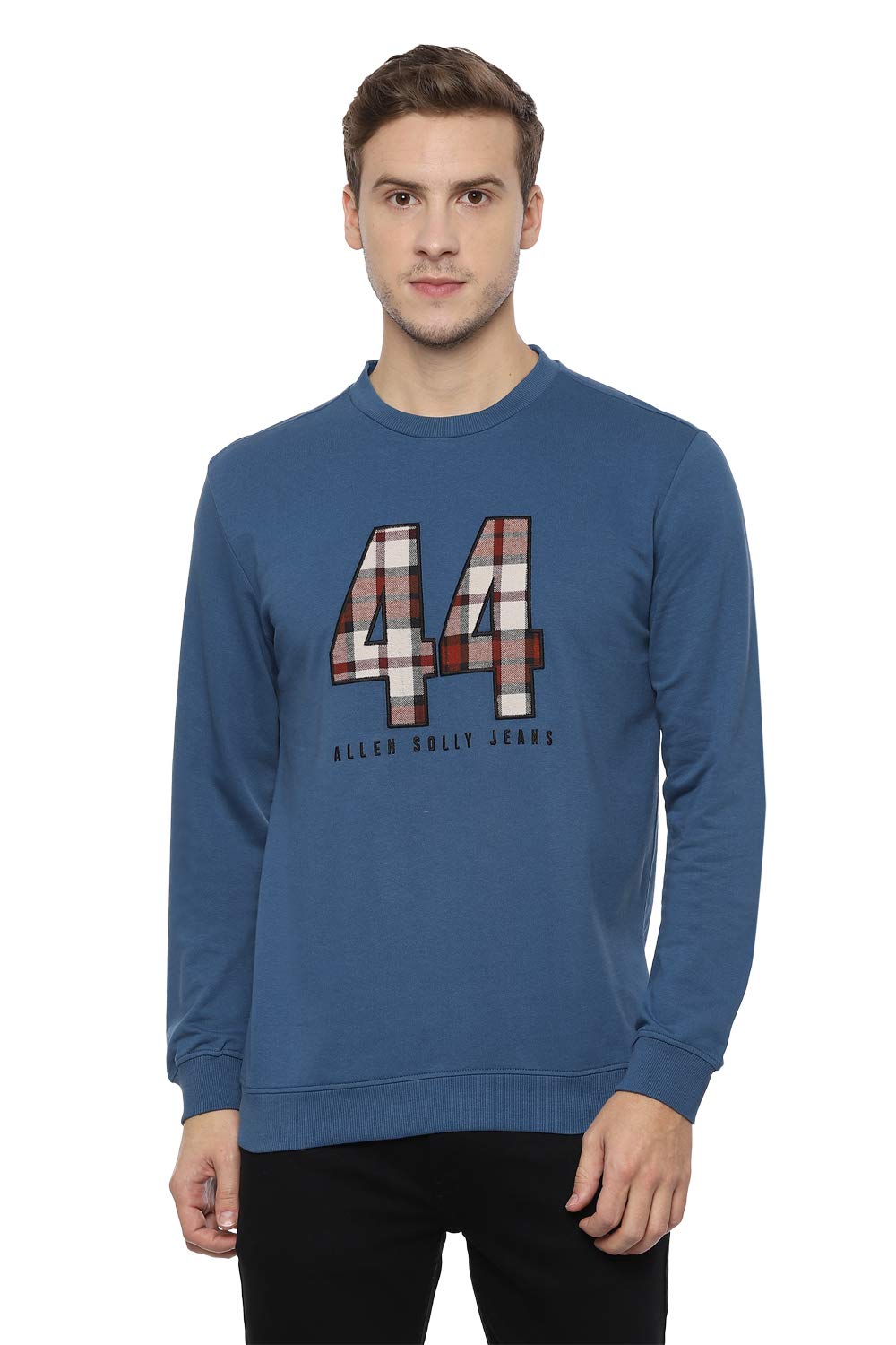 Allen Solly Men's Cotton Round Neck Sweatshirt (ALSTARGFV92272_Blue_L_Blue_L) 