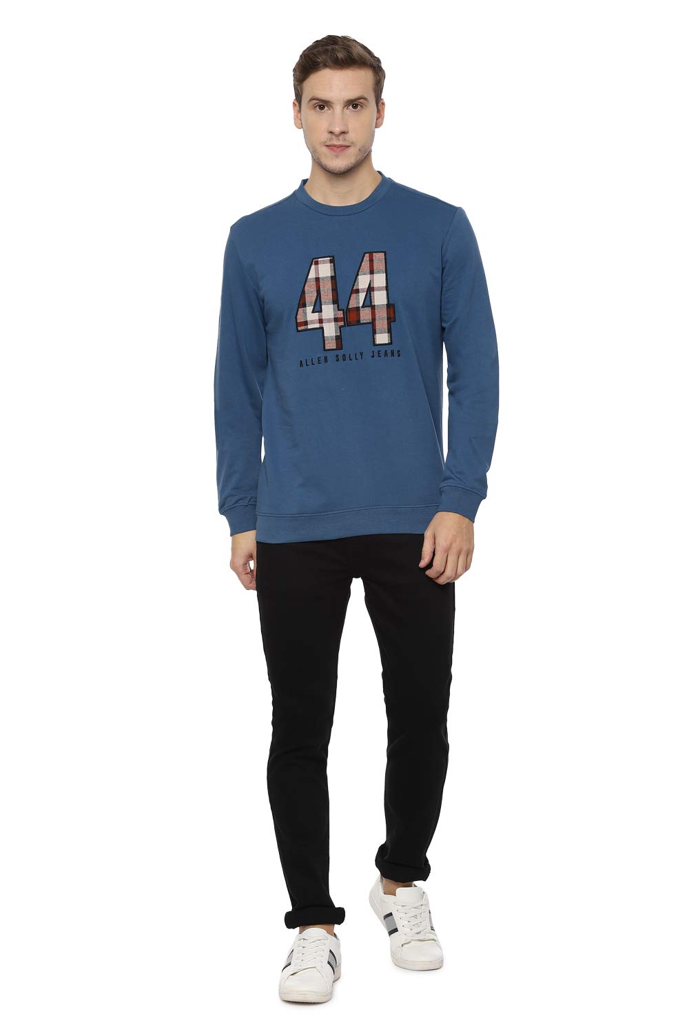 Allen Solly Men's Cotton Round Neck Sweatshirt (ALSTARGFV92272_Blue_L_Blue_L) 
