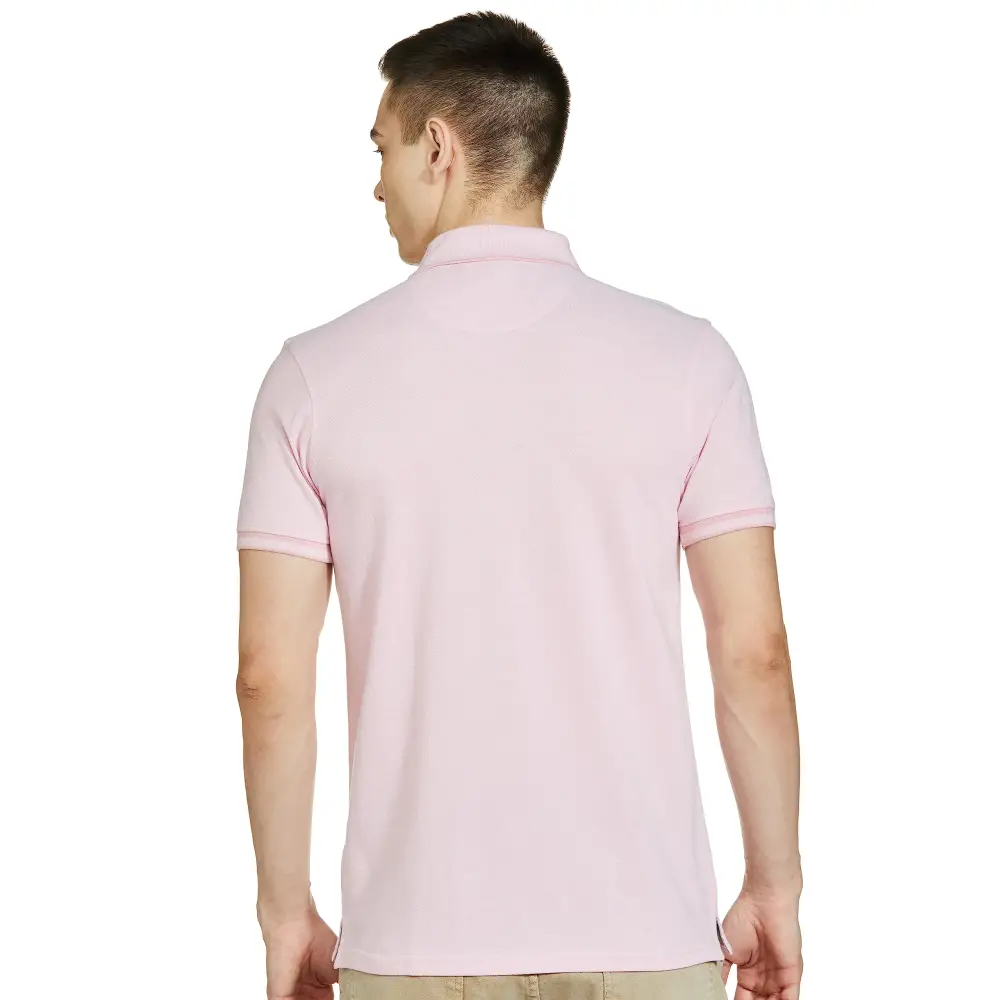 Allen Solly Men's Plain Regular Fit Polo (ASKPQRGFK38131_Pink L) 