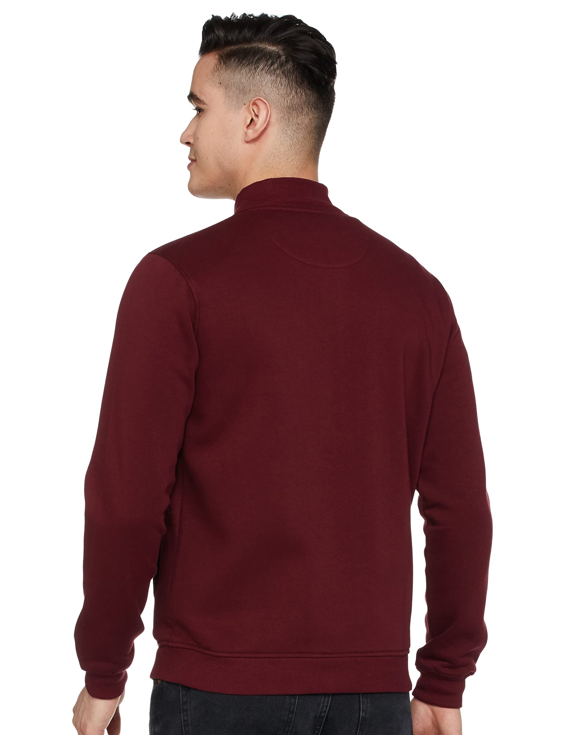 Allen Solly Men's Regular Cotton Zipper Stylized Neck Sweatshirt (ASSTFORGF683407_Brown_M) 