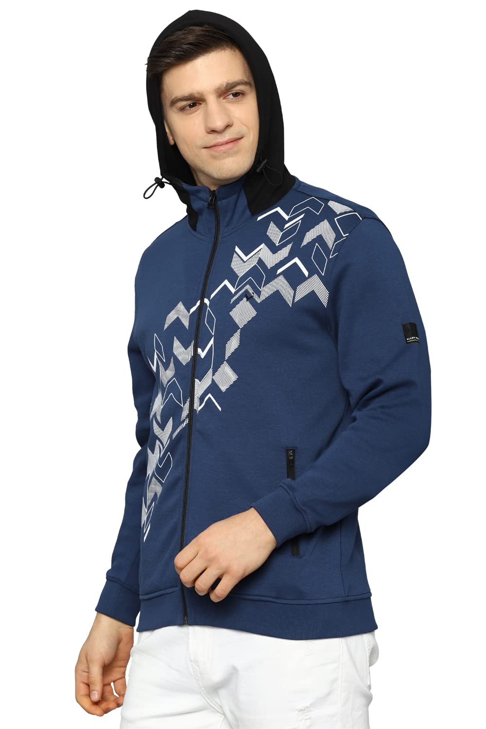 Allen Solly Solid Cotton Regular Fit Mens Sweatshirt (Blue, Small) 