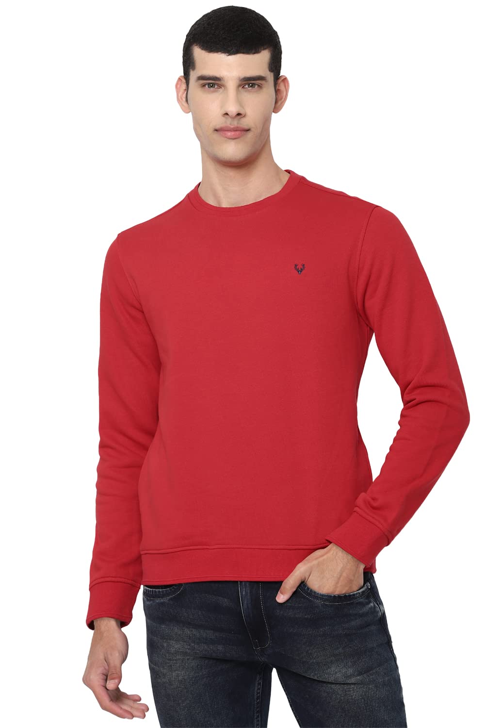 Allen Solly Solid Cotton Regular Mens Sweatshirt (A21STCRGF292380004,RED,Extra Large) 