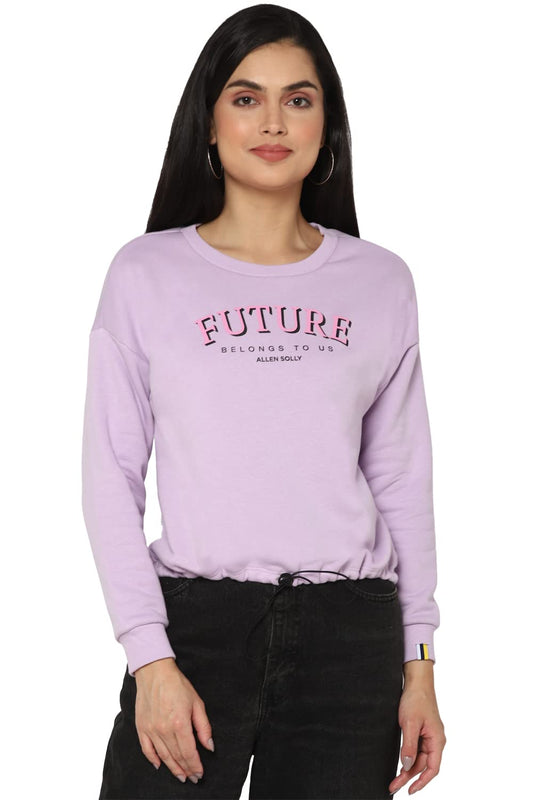 Allen Solly Women Purple Graphic Print Round Neck Sweatshirt 