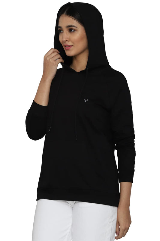 Allen Solly Women's Polycotton Hooded Neck Sweatshirt (AHSTCRGB180529_Black_2XL) 