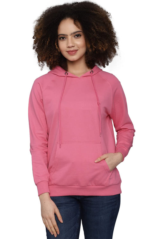 Allen Solly Women's Polycotton Hooded Neck Sweatshirt (Pink) 
