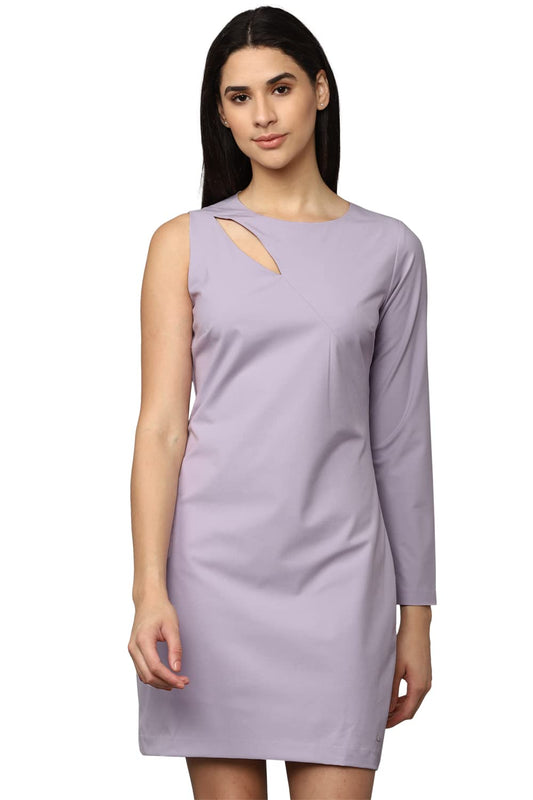 Allen Solly Women's Polyester Blend Classic Mini Dress (Purple) 