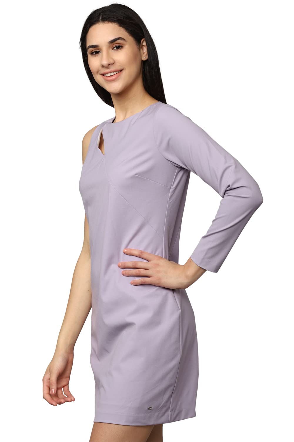 Allen Solly Women's Polyester Blend Classic Mini Dress (Purple) 