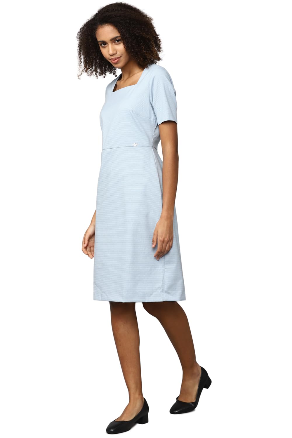 Allen Solly Women's Polyester Blend Sheat Knee-Length Dress (Blue) 